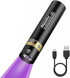 Alonefire SV94 395nm Small UV Torch Light 3W USB C Rechargeable Mini Black Light Money Checker for Resin Curing, Pet Urine Detection, Scorpion, Fishing, Minerals, Leaks, Bed Bug with Built-in Battery