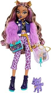 Monster High Clawdeen Wolf Doll with Pet Dog Crescent and Accessories like Backpack, Planner, Snacks and More, HRP65