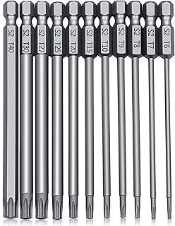 100mm Torx Screwdriver Bit Sets, 11pcs Star Magnetic Screwdriver Bits Set T6-T40 1/4 Inch S2 Steel Security Torx Screwdrivers Impact Driver Bit Set