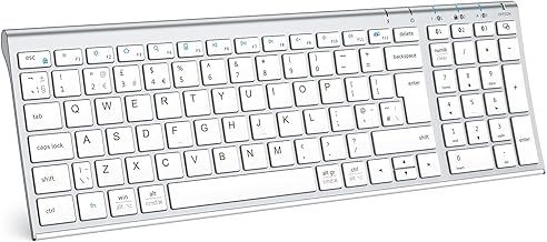 Wireless Bluetooth Keyboard, Keyboard Rechargeable Bluetooth 5.1 Stable Connection to Multi Devices Silent Slim Keyboard for Mac, iPad, iPhone, iOS, Android, Windows, QWERTY UK Layout