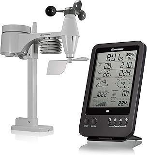 BRESSER Weather Station 5-in-1 with Outdoor Sensor and German DCF Radio Control Clock and Manual Mode For UK, Black