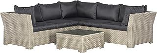 Backyard Furniture Chesterton Luxury 5 Seater Deepseating Rattan Garden Lounge Set with Cushions, Black, 230 x 146 x 67 cm *UPDATED fabric*, Black