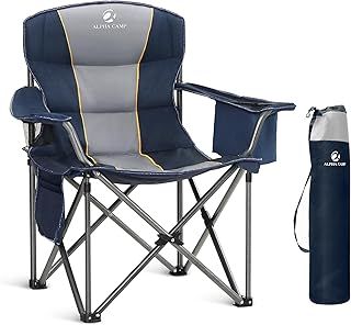 Camping Chairs for Adults Heavy Duty Camping Chair Up to 200 kg Folding Camp Chair with Cup Holder and Cooler Bag for Outdoor Picnic Fishing, Lightweight and Portable, Blue