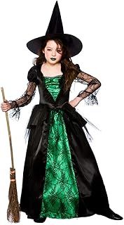 Kids Deluxe Emerald Witch Fancy Dress Costume - Large (Age: 8-10)