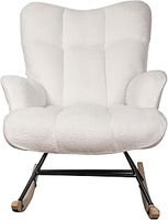 Alivio Comfortable Rocking Chair, Teddy Rocking Chair for Nursery, Comfy Rocking Armchair with High Backrest for Living Room Bedroom Balcony (White)