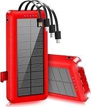 Portable Charger with Built in Cables Solar Power Bank 26800mAh Fast Charging with Phone Holder LED Flashlights External Battery Pack for iPhone Samsung
