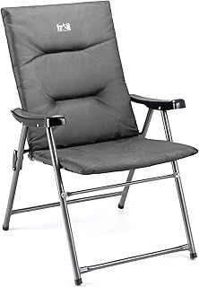 Trail Monarch Folding Camping Chair Padded High Back Outdoor Garden Armchair Seat (Grey & Black)