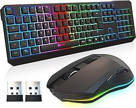 KLIM Blaze & Chroma Wireless Bundle - NEW - Wireless Gaming Keyboard and Mouse Combo - Responsive, Durable, Ergonomic - Backlit Keyboard + RGB Gaming Mouse + Long-Lasting Built-in Battery