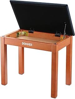 Donner Piano Bench Keyboard Stool, Solid Hard Wooden Digital Piano Stool with Large Storage