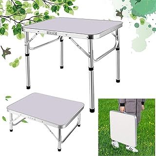 2ft Utility Table Folding Laptop Desk Computer Workstation Small Home Office Utility Study Writing Fold Up Desk, Compact Foldable Table with 2 Adjustable Height for Kitchen Dining Table, 60x45x26/56cm