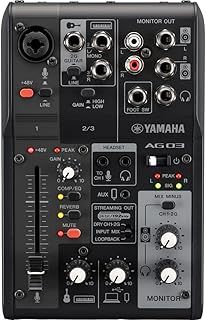 Yamaha AG03MK2 3-Channel Live Streaming Mixer with USB Audio Interface, for Windows, Mac, iOS and Android, in Black