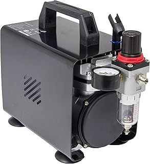 Fengda Professional Piston Airbrush Compressor AS-18A with Metal Case Mini Compressor Oil-Less Quiet Spraying Air Compressor