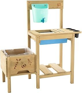 TP Toys Wooden Potting Bench - Includes Pots, Water Butt And Splash Tray. Made From FSC Certified Wood, Viewing Window So Children Can Peek And See. Wooden Playhouse - Suitable For 3+ Years.