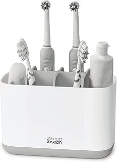 Joseph Joseph Easy-Store - Large Toothbrush Holder Caddy, Bathroom Storage - White/Grey