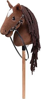 Stick Horse Hobby Horse Toy, Horse on a Stick with Halter and Reins, Hobby Horsing Gift for Children Girls, Big Hobby Horse, Dark Brown