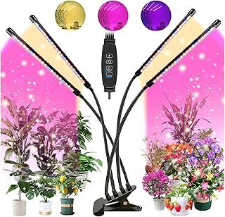 Grow Lights for Indoor Plants 4 Heads Full Spectrum 80 LEDs Plant Light 3 Modes of Lighting Timable and 360°Adjustable Grow Lamp for Seedlings and Succulents with Cable Remote