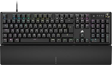 CORSAIR K70 CORE RGB Mechanical Wired Gaming Keyboard with Palmrest – Pre-Lubed MLX Red Linear Switches, SOCD, ABS Painted Keycaps, Sound Dampening, Media Control Dial, QWERTY UK – Black