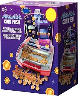 AJ Coin Push Machine - Kids Children Colorful Pushing Game Arcade Machines - Battery Operated Toy Fun Play Games - 150 Coins, Guided Coin Launcher, Xmas Birthday Gift