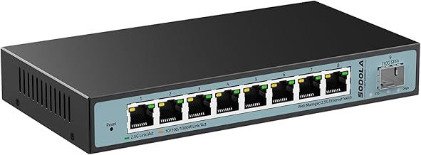 SODOLA 9 Port 2.5Gb Web Managed Switch, 8X2.5G Base-T Ports & 1X10G SFP+, Multi-Gigabit Network Switch Ethernet Splitter for Office Home, Static Aggregation, QoS/VLAN/IGMP, Fanless