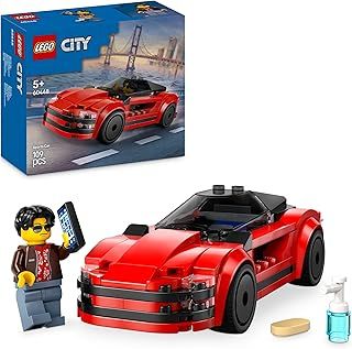 LEGO City Red Sports Car Toy - Race Car Toys for 5+ Year Old Boys & Girls - Educational Gifts for Birthdays & Holidays - Includes a Driver Minifigure & Accessories - 60448