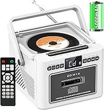 Boombox CD Player with Speakers, CD Cassette Player Combo with Bluetooth, Portable Radio CD Players for Home,5000mAh Rechargeable Battery,Remote control,StereoHifi System,Supports USB/AUX/Micro Card