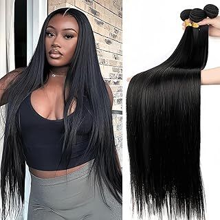 12A Straight Bundles Human Hair 22 24 26 Inch 100% Unprocessed Human Hair Bundles Brazilian Weave 3 Bundles Remy Virgin Hair Extensions Natural Color For Women