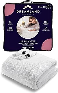 Dreamland Hunker Down Electric Blanket, King Size, Scandi Sherpa, Fast Heat Up, Premium Heated Electric Fitted Underblanket, 6 Heat Settings, Easy Fit Straps, Machine Washable, Timer, 200 x 150 cm