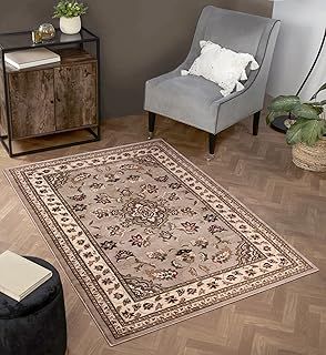 Lord of Rugs Sherborne Quality Traditional Classic Oriental Living Room Bedroom Rug Beige Small 80x150cm (2'6''x5')