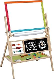 Kids Childrens Wooden 3 in 1 Blackboard WHITEBOARD & Paper ROLL Easel Chalk Drawing Board