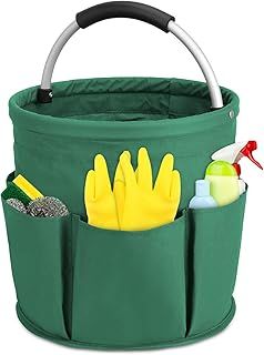 Partideal Tool Bag with Handle, 17 liters Bucket Tool Organizer Bag, Collapsible Garden Small Tools Bag, Portable Multi Cleaning Organiser Caddy, Multi pocket Craft Caddy Universal