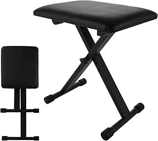 ASelected Keyboard Stool Piano Bench X-Style Padded Folding Piano Bench Adjustable Height With High-Density Sponges Non-Skid Design(Black)