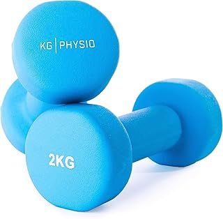 Weights Dumbbells Set Women & Men - Neoprene-Coated & Sweat-Resistant Weights Set with Anti-Roll Technology & A3 Exercise Poster, Gym Equipment for Home, 1-10 kg Dumb Bells Pair