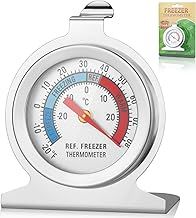 hoinya Fridge Freezer Thermometer, Stainless Steel Dial Refrigerator Temperature Thermometer with Hanging Hook and Stand for Accurate Temperature Monitoring, Food Safety & Kitchen Use