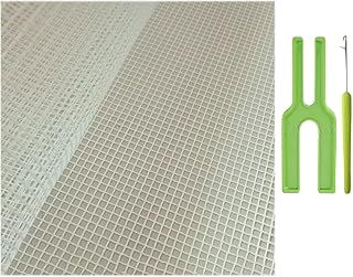 CCWORAN 100x150cm Blank Rug Hooking Mesh Canvas Mat Crochet Latch Hook Rug Making Carpet Tapestry DIY Kit Tool for Embroidery Crafts Decoration Rag Rug Kit Plastic Aida Mesh Sheet Pom Pom Fabric