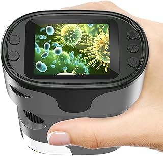 1000X Handheld Digital Microscope for Kids - 4K 2.0" Screen, Rechargeable Mini Labster Portable Pocket Scope, Includes Slides Kit - Science Gadget Edu Gift for Children Ages 4-12 (Grey)