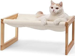 FUKUMARU Cat Bed, Plush Velvet Cat Beds for Indoor Cats, Wooden Cat Hammock, 50 x 40 cm Cat Couch, Suitable for Cats, Dog, Bunny, Rabbit, Kitten and Small Animal