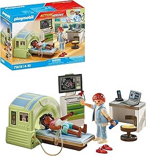 Playmobil 71618 Action Heroes: MRI with patient, realistic examination by the radiologist, made from over 80% recycled and bio-based materials, detailed play sets suitable for children ages 4+