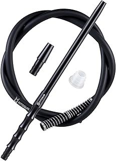 Kitosun D-Hose Hookah Hose Set – Premium Shisha Accessories 1.1ft Long Detachable Aluminum Mouthpiece Handle | 5ft Silicone Pipe | Hookah Adapter | Anti-Kinking Spring | Silicon Grommet (Black)