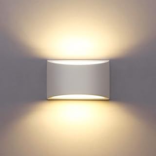 HYDONG LED Wall Lights Indoor Modern White Plaster Wall Wash Lights 7W Warm White LED Sconce Up and Down Wall Lamp for Living Room, Bedroom, Hallway (G9 LED Bulb Include)