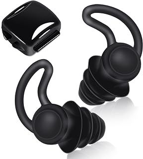 ACWOO Earplugs for Sleep, 2 Pieces Soft Silicone Ear Plugs, Noise Reduction Ear Plugs with Storage Container Box, Noise Cancelling Reusable Hearing Protection for Sleeping Snoring Working Traveling