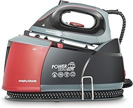 Morphy Richards Power Steam Elite + Steam Generator Iron, Ceramic Non-stick Soleplate, 310g Steam Boost, 200g Steam Output, 6 Bar, Auto Clean, 1.3L Water Tank, 1.8m Cord, 2400W, Black/Red, 332013
