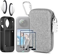 7in1 Compatible with Insta360 X3 Accessories Kit[Silicone Camera Case][Lens Guards Cover][Screen Protector Film][Outdoor Carrying Case Bag with Auto Locking Carabiner and Anti-Loss Lock]