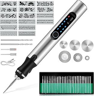 Electric Engraving Tool Kit, 16 Stencils, Multi-Functional Engraver Etching Pen, USB Cordless Rechargeable Engraving Pen, Mini DIY Rotary Tool for Wood, Metal, Stone, Plastic, Glass Carving
