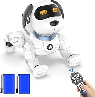 okk Remote Control Robot Dog Toy, RC Stunt Dog Robot Toy for Kids, Interactive & Smart Dancing Robot Toy Electronic Pet Toy, LED Eyes, for Christmas Birthday