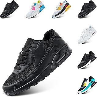 Mens Trainers Ladies Womens Running Shoes Gym Athletic Sports Jogging Fashion Sneakers Lightweight Cushioned Shock Absorbing Breathable Black White Pink 3.5-12 UK