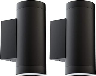 Klighten 2 pcs Black Outdoor Wall Light IP65 Up Down Outside Wall Lighting Modern Aluminum Wall Lamp for Garden Entrance Corridor Courtyard, Socket GU10, Bulb not Included