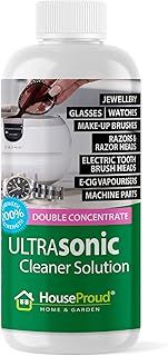 HouseProud Ultrasonic Jewellery Cleaner Fluid - Professional Gold and Silver Cleaner for Jewellery - 1:20 Mix Concentrated Ultrasonic Cleaner - Gold and Silver Jewellery Cleaner with Medical Enzymes