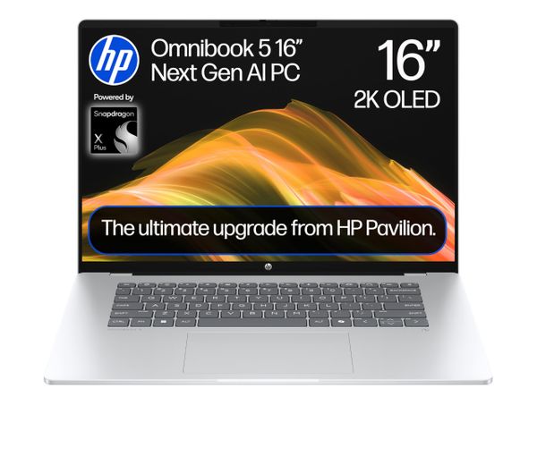 HP OmniBook 5 Next Gen AI 16" Laptop | CoPilot+ PC | Snapdragon X1-26-100 Processor | 16GB RAM | 512GB SSD | Qualcomm Adreno Graphics | 2K OLED Display | 34.75 Hrs Battery | Windows 11 | 16-bf0000sa