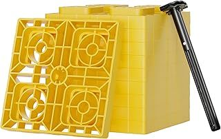 WilTec Caravan Levelling Set 2 Ramps with 2 Wheel Chocks max. Load Capacity 3t Motorhome Levellers with 3 Height Levels 40/70/100 mm for Leveling Vehicles like Trailers, Caravans, Motorhomes and More