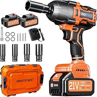 Cordless Impact Wrench, 900Ft-lbs (1200N.m) 1/2" Brushless Impact Gun, 21V High Torque Power Impact Driver, 2x4.0Ah Batteries Electric Impact Motor Variable Speeds for Family Car/Pickup Truck/Mower